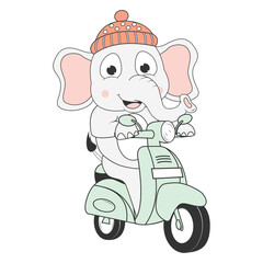 cute elephant cartoon ride motorcycle