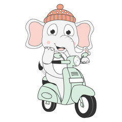cute elephant cartoon ride motorcycle