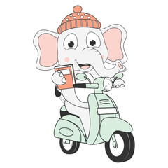 cute elephant cartoon ride motorcycle