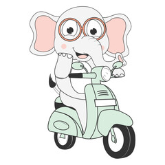 cute elephant cartoon ride motorcycle