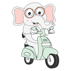 cute elephant cartoon ride motorcycle