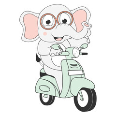 cute elephant cartoon ride motorcycle