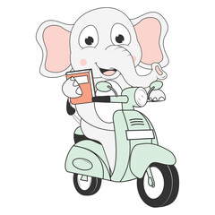 cute elephant cartoon ride motorcycle