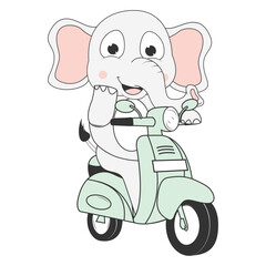 cute elephant cartoon ride motorcycle