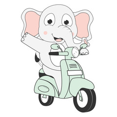 cute elephant cartoon ride motorcycle