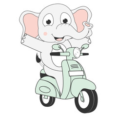 cute elephant cartoon ride motorcycle