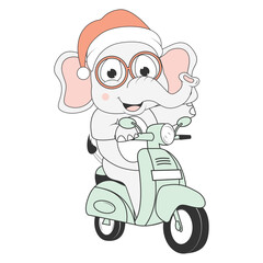 cute elephant cartoon ride motorcycle