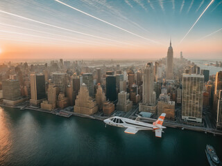 Digital photorealistic photo of a Futuristic vertical takeoff vehicle. Futuristic passenger transport concept.