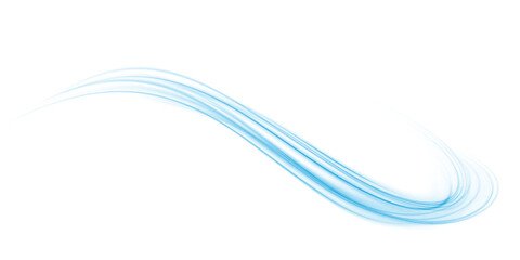 Blue magic spirals with sparkles. Blue light effect. Glitter particles with lines. Swirl effect. PNG.