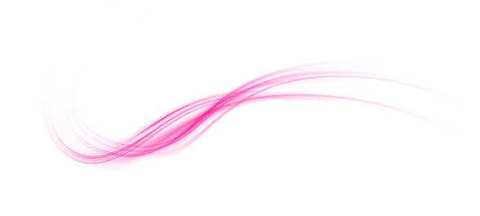 Pink magic spirals with sparkles. Pink light effect. Glitter particles with lines. Swirl effect. PNG.