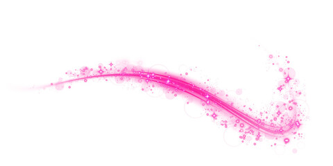 Pink magic spirals with sparkles. Pink light effect. Glitter particles with lines. Swirl effect. PNG. © Orange Sky