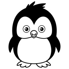 Obraz premium Colorless funny cartoon penguin. Vector illustration