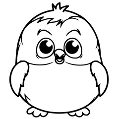 Fototapeta premium Colorless funny cartoon penguin. Vector illustration