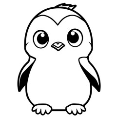 Obraz premium Colorless funny cartoon penguin. Vector illustration