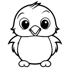 Colorless funny cartoon penguin. Vector illustration