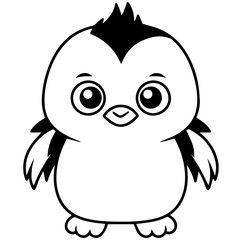 Obraz premium Colorless funny cartoon penguin. Vector illustration