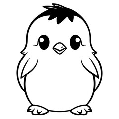 Fototapeta premium Colorless funny cartoon penguin. Vector illustration