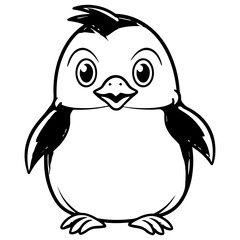 Colorless funny cartoon penguin. Vector illustration