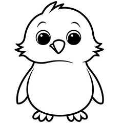 Colorless funny cartoon penguin. Vector illustration