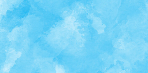 Soft sky blue paint aquarelle hand-painted watercolor background with watercolor stains, creative blue design with blue marble texture background used as cover, card, presentation and decoration.	