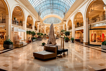 Empty interior of a luxurious shopping center