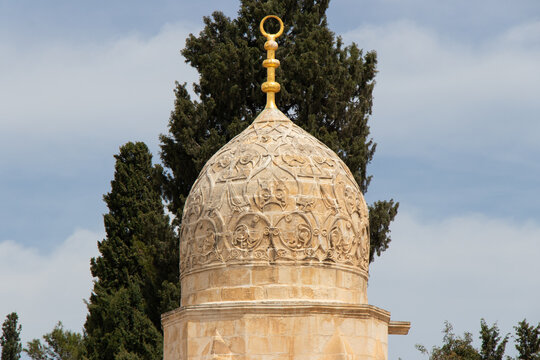 The decorations of the Dome of Sabeel Qaitbay, which is located in the western square of the Al-Aqsa Mosque, Jerusalem, Palestine.