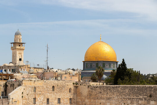 Temple Mount including Al Aqsa Mosque and Dome of the Rock. Jerusalem, Palestine
