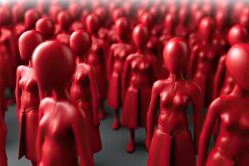 Fototapeta premium Riddle in Red: Mysterious People with Blank Expressions (Generative AI)