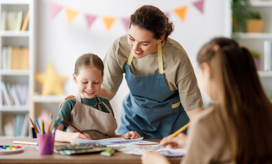 Fototapeta premium kids and teacher at the art class