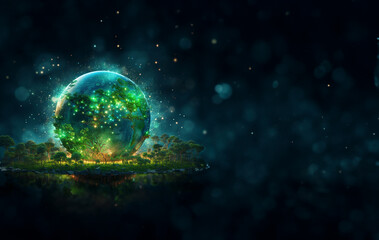 concept of saving the earth and energy Planet Earth with leaf texture and Milky Way as background with ecological connections, Generative AI.