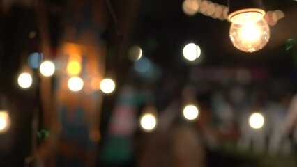 Festival light yard party Thai northern style feast at night umbrella summer feast