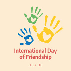 International day of friendship design template suitable for greeting. Hand vector design. flat hand illustration. flat design.