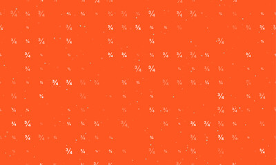 Seamless background pattern of evenly spaced white three quarters symbols of different sizes and opacity. Vector illustration on deep orange background with stars