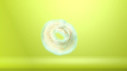 Creative 3D bagel model in neon shades, bright lime green and hot yellow colors.