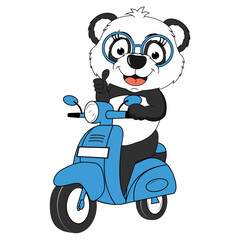 cute panda cartoon ride motorcycle