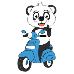 cute panda cartoon ride motorcycle
