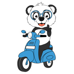 cute panda cartoon ride motorcycle