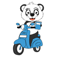 cute panda cartoon ride motorcycle