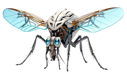 Robotic insect mosquito png, mechanical cyber mosquito isolated on transparent background, cybernetic robot