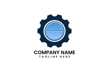 Flat medicine and gear mechanical engineering logo icon template vector design illustration