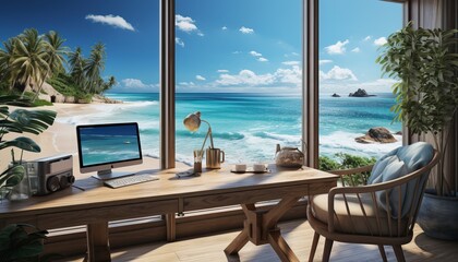 office overlooking the beach