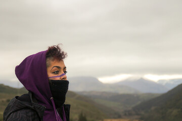 feminism with courage and empowerment. Warrior woman with painted face