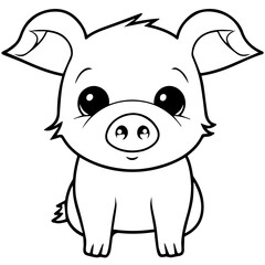 Cute Pig With coloring book page