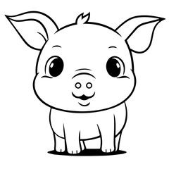 Obraz na płótnie Canvas Cute Pig With coloring book page