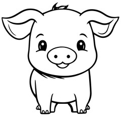 Cute Pig With coloring book page