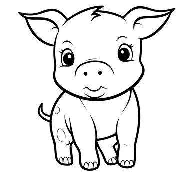 Cute Pig With coloring book page