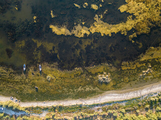 Bafa Lake drone view in Turkey