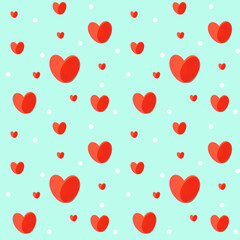 Red hearts on a blue background. 