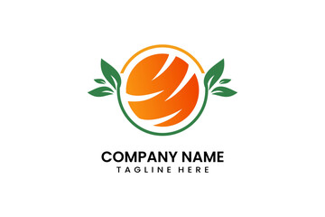 Flat nature orange logo icon template vector design illustration