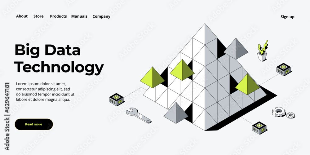 Canvas Prints big data technology in isometric vector illustration. information storage and analysis system. digit